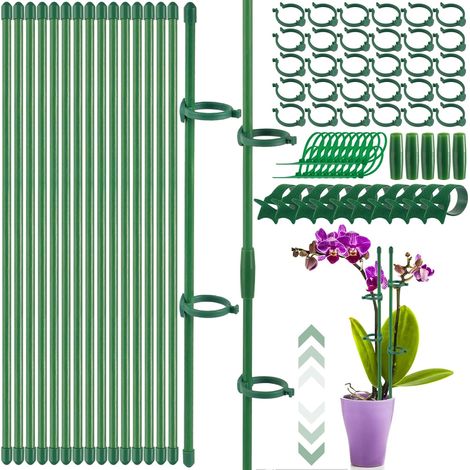 15 Pcs Tuteurs pour Plantes, Réglables Tuteur Orchidée 30-150cm, Tuteur Plante Interieur avec Plantes Clips & Connecteur, pour Fixation de Orchidées, Pivoines, Tuteur Plante Grimpantes (1/5)