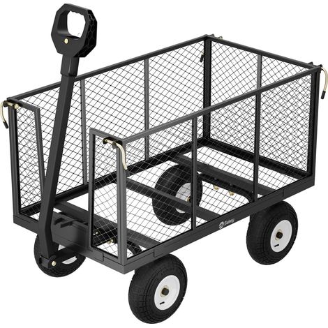 Sekey – Chariot de jardin 550 kg avec parois rabattables – montage rapide en 8 min – protection antirouille – roues de 10 pouces pour terrains accidentés (1/5)