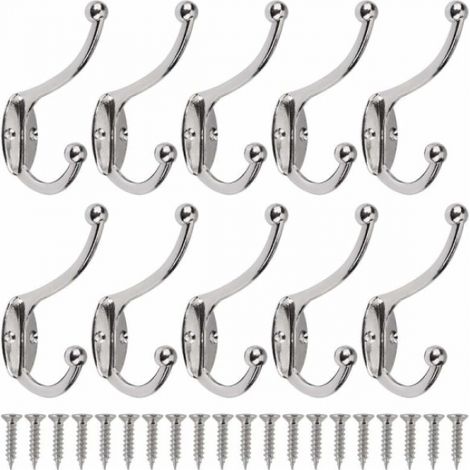 Lot de 10 crochets rétro en métal, alliage de zinc, avec vis, pour cuisine (1/4)