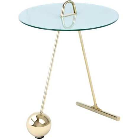 Table d'Appoint Design "Pendule" 60cm Or & Blanc (1/3)