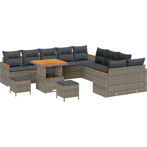 Maison Exclusive - Set Divano da Giardino 13 pcs Grigio polyrattan