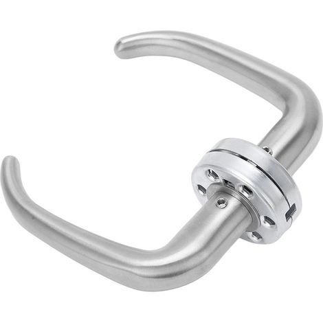 Poignée de Porte Levier en Acier Inox Brossé, Finition Nickel Satiné pour Chambre ou Salle de Bain (1/5)