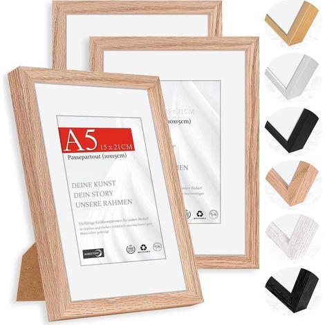 Bilderrahmen A5 14,8x21cm 3x Holz Eiche A5(14,8x21cm) 3x (1/5)