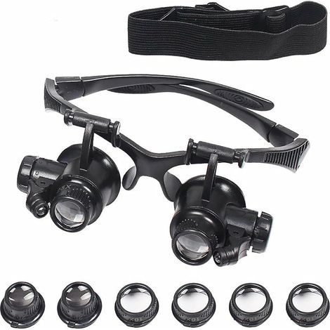Grossissement 10X 15X 20X 25X, Loupe à lumière LED réglable pour bijoutiers horlogers (1/3)