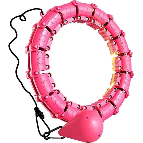 Hula Hoop lesté intelligent pour adultes perte de poids, 2-en-1 cerceau fitness abdos avec massage, 24 sections démontables ajustables, poids réglable, boule auto-rotative. (1/5)