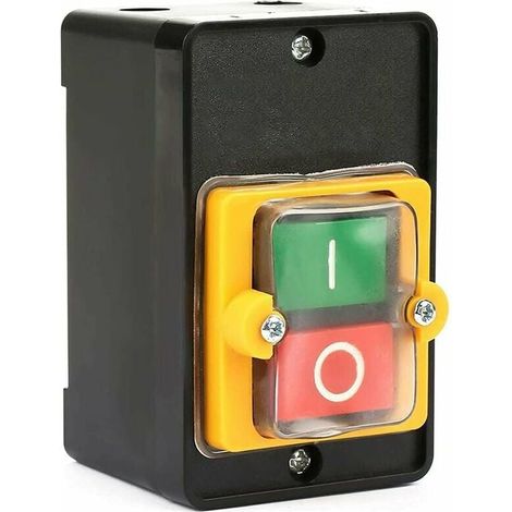Commutateur à Bouton Poussoir, AC 220V/380V 10A Interrupteur à Bouton de Commande de Puissance étanche Bouton Marche Arret Machine Outil Interrupteur Machine Outil (1/5)