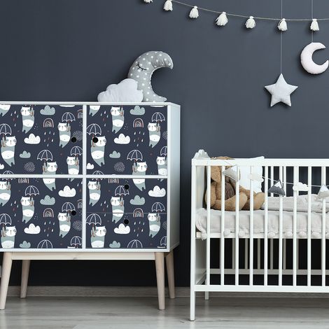 Sticker meuble pour enfant pandas et le parapluie magique 60 x 90 cm (1/5)