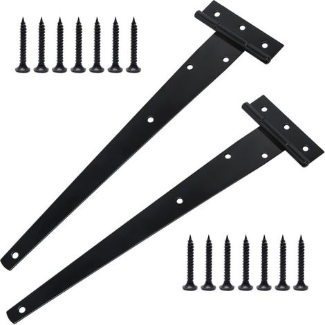 GABRIELLE Confezione da 2 cerniere per porte a T per impieghi gravosi con viti di montaggio, 300 mm, cerniere per porte a T zincate per porte da fienile, porte in legno e finestre
