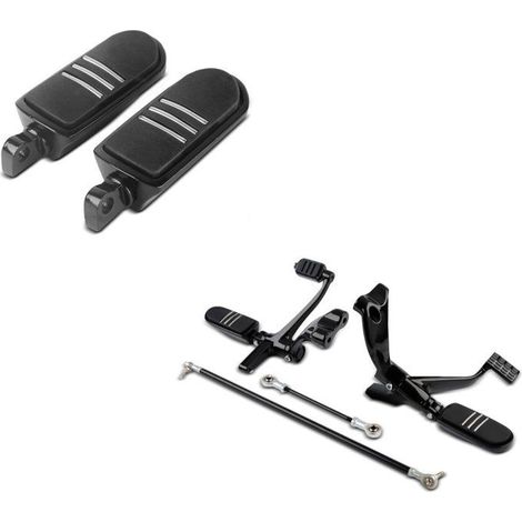 Set: Moto comandi avanzati compatibili con Harley Davidson Sportster 04-13 in nero + poggiapiedi per conducente e passeggero BQ