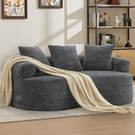 Canapé d'amour incurvé, petit canapé en Chenille avec 3 coussins, canapé profond pour appartement et salon, pas de montage requis (1/5)