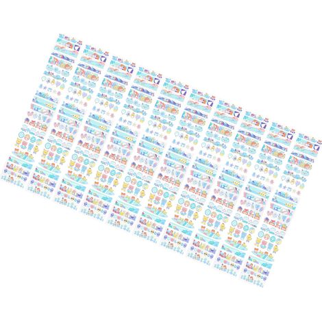 10 feuilles de ruban adhésif PET long, autocollants de partage, petits autocollants décoratifs mignons de dessin animé pour calendrier, type 6 (1/5)