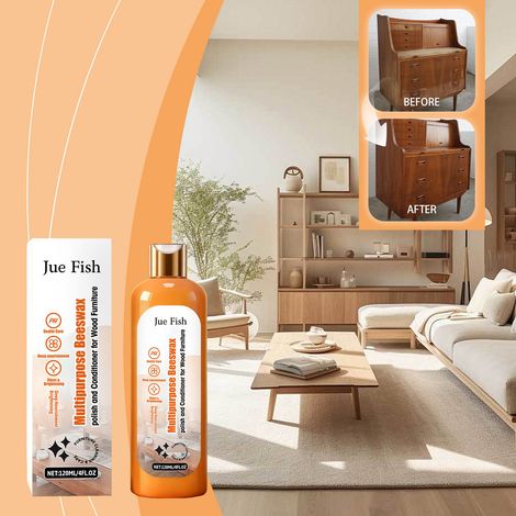 Bienenwachs-Mehrzweck-Holzpflegemittel zum Reinigen, Aufarbeiten und Polieren von Kratzern auf Holzmöbeln und -böden – 120 ml -- DE (1/5)