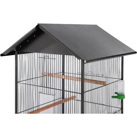 Cage à oiseaux avec toit, acier noir, 66 x 66 x 155 cm (1/4)