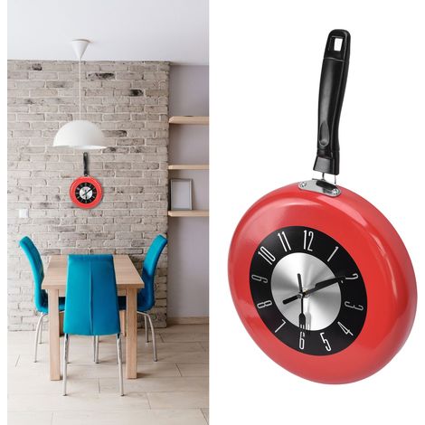 Horloge murale créative en métal de style nordique, horloge en forme de casserole ou de poêle à frire, horloge murale élégante pour cuisine de restaurant (1/5)