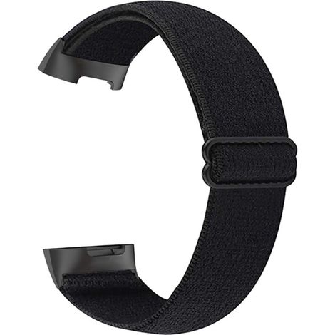Bracelet de montre en nylon élastique à motifs, compatible avec Fitbit Charge 5 - Noir (1/2)