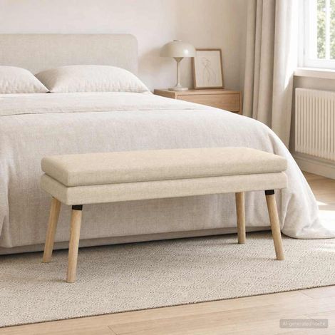 Banc à 2 niveaux avec coussin en tissu crème 110 x 40 x 47 cm - PANGIVO (1/5)