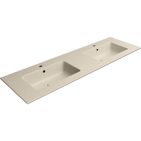 PURA double vasque en céramique Slim 142x46cm, creta mat (1/3)