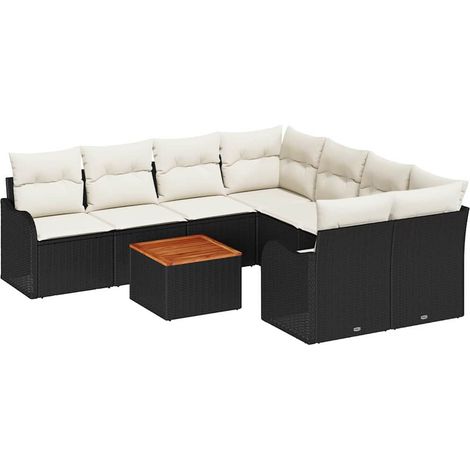 Maison Exclusive - Gartensofa-set mit Kissen 9 pcs Schwarz Poly-R