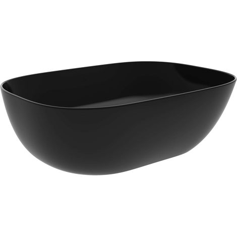 Lavabo Rectangular Redondeado Cerámica 14x46x32 cm Antares, Lavabo Baño Sobre Encimera Negro