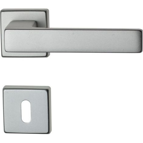 1PZ MANIGLIA CARLO CON ROSETTA PATENT Alluminio Anodizzato Argento
