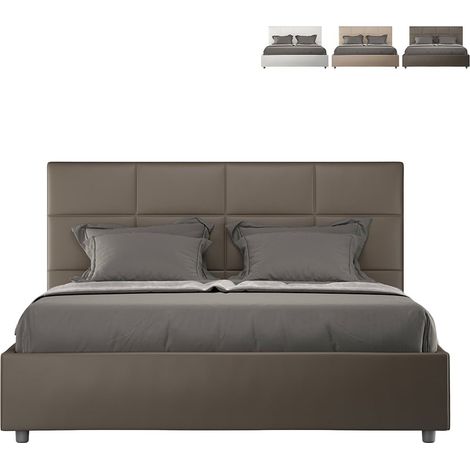 Letto matrimoniale con rete imbottito 160x200 similpelle cappuccino Mika (1/5)