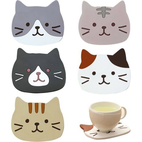 Cute silicone coasters, decorative, non-slip, washable for wine, glasses, and tea. (1/5)