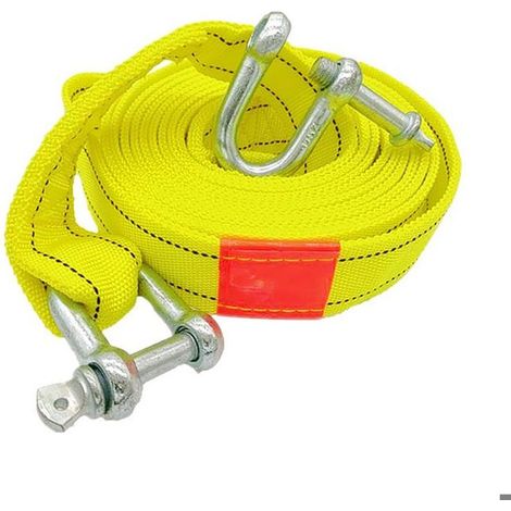 1 sangle de remorquage, haute résistance élastique, corde jaune avec crochets de sécurité, 400 cm, pour voiture et SUV (1/5)