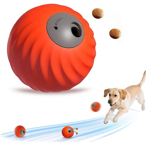 Balle Interactive pour Chien Distributeur de Friandises,Jouet à Roulement Automatique Activé par Le Mouvement Balle,Rechargeable Jouet Interactif pour Chiots,Petits et Moyens Chiens (Orange)