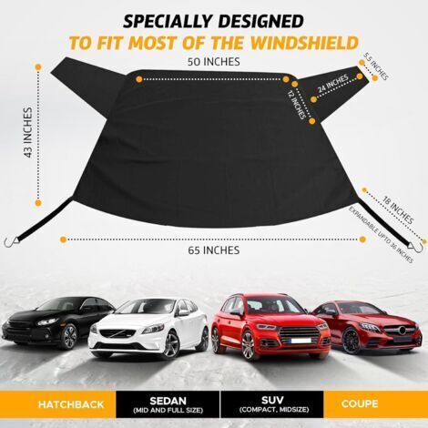 NALOOKAMIC Housse de Protection pour Pare-Brise de Voiture pour Glace, Neige, essuie-Glace, Pare-Brise, Voiture, camionnettes et camions,Housse imperméable Contre Le Gel (arrière)