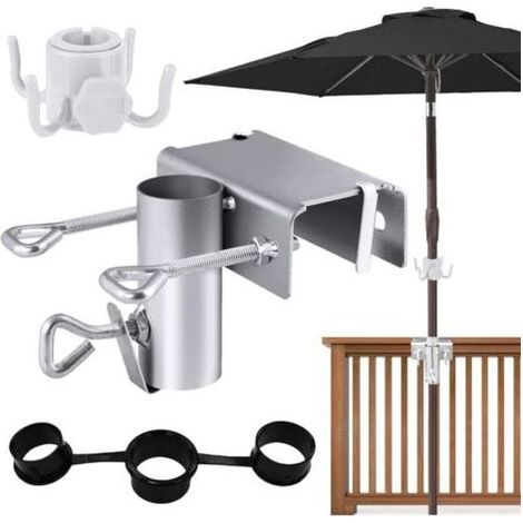 Support parasol balcon, Pied de Parasol Balcon Réglable ø 25-38 Mm, Fixation Parasol Balustrade pour Balcon et Terrasse (1/4)