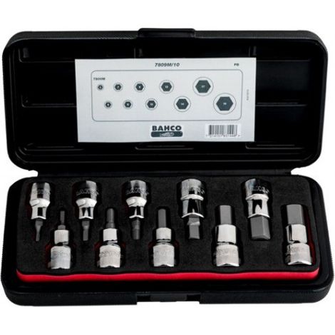 BAHCO - Jeu de douilles Tvis 1/2" pour vis 6 pans, dimensions métriques - 10 pcs/coffret