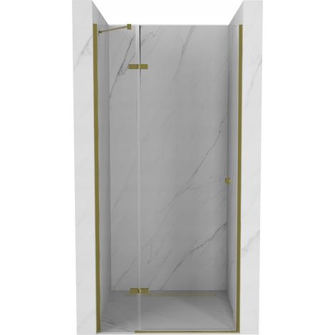 Mexen – Porte de douche battante 80 cm transparent doré – Verre trempé 6 mm – Montage universel – Entrée pivotante – 8540800005000 (1/5)