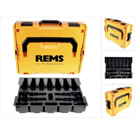 Rems – Coffret plastique L-Boxx pour 11 pinces mère Mini et 6 boucles S – Boîte de rangement robuste – Dimensions 440x350x150mm – Pour chantiers humides (1/5)
