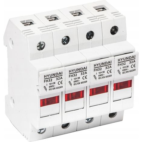 HYUNDAI - FH TAMAÑO BASE FUSIBLE 10X38 4P CORRIENTE MÁXIMA DEL FUSIBLE 32A