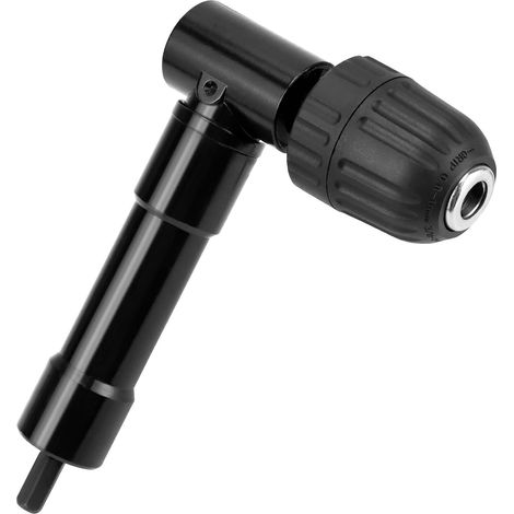 Mandrin à Angle Droit 90° Auto-Serrant (Sans Clé) - Adaptateur de Perçage pour Visseuse/Perceuse - Plage de Serrage 0.8-10mm - Mandrin Universel en Métal avec Poignée Antidérapante (1/5)