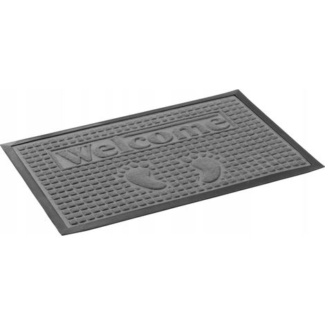 KADAX Paillasson en caoutchouc lavable pour intérieur et extérieur - 60 x 40 cm - Gris noir (1/5)
