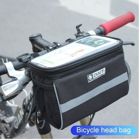 PANIER VELO - SACOCHE VELO Vélo pratique Bag Anti-Scratch TPU Guidon Sac de téléphone avec style-Black1 (1/4)