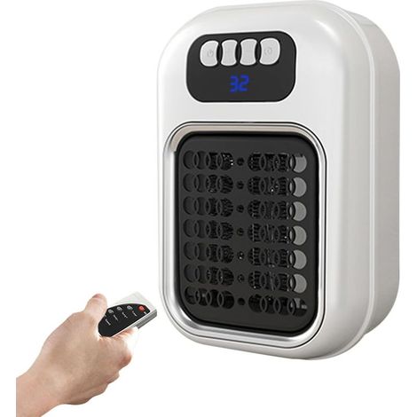Radiateur électrique mural silencieux avec télécommande, affichage LED. Chauffage portable pour maison, salle de bain, studio. (1/4)