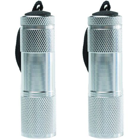 Mini lampe torche à revêtement en caoutchouc avec bandoulière, portable, idéale pour le camping et la randonnée, couleur argent.2Article