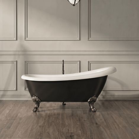 Bañera con patas RICHMOND NEGRA 171 cm patas ÁGUILA BRONCE ENVEJECIDO