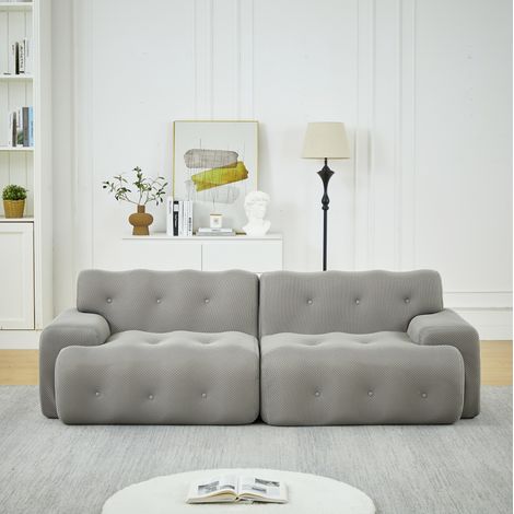 Canapé 2 places gris, tissu respirant, sans montage OKMYHOME (1/5)