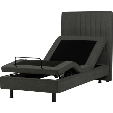 Letto singolo tessuto grigio scuro regolabile elettronicamente con telecomando senza testiera 90x200 cm Duke II