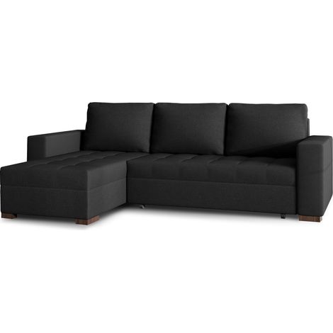 Canapé d'angle convertible et réversible tissu noir Zelly 237cm (1/5)