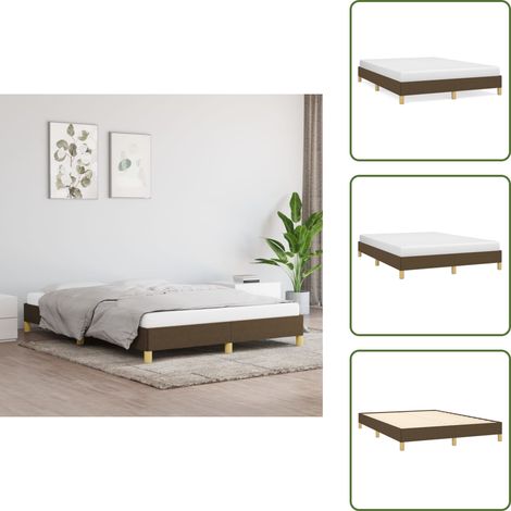 Cadre de lit sans matelas marron foncé 160x200 cm tissu - Cadre De Lit - Lit Double - Literie - Meuble Chambre - Chambre Adulte (1/5)