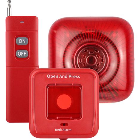 Lot de 3 panneaux d'alarme incendie sans fil RF 433 MHz, alarme sonore et lumineuse sans fil, système de sécurité avec télécommande et prise UE. (1/5)