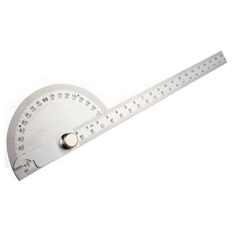 Semplice goniometro angolare in acciaio inox, squadra mobile multifunzionale, argento 90x200mm