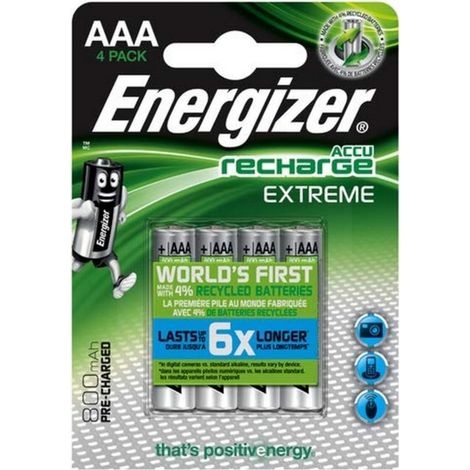 Pilas recargables Energizer Extreme 800 mAh AAA HR03 Pack 4 unidades