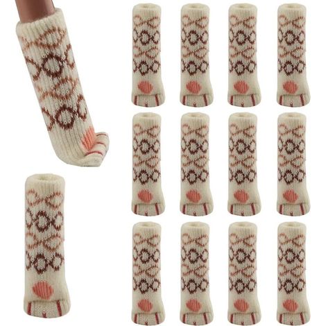 Chaussettes de chaise pour pieds de meubles, lot de 12 chaussettes mignonnes à motifs de pattes de chat, protections de sol très élastiques pour pieds de chaise, patins antidérapants pour meubles, réu (1/3)