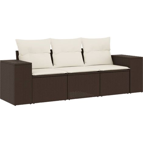 Maison Exclusive - Set sofás de jardín 3 piezas y cojines ratán s (1/5)