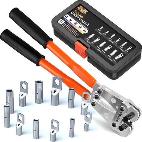 SOMELINE Set de pinces à sertir 6-50mm², Pince à sertir les câbles de batterie - Pince à sertir les bornes électriques - Outils de sertissage pour bornes de câbles non isolés (1/5)